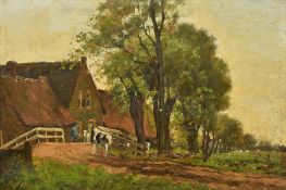 WILLEM MULLER (1869-1923) Dutch Farm Buildings in a Rural Landscape Oil on canvas Signed 45 x 30 cm,