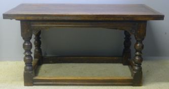 An 18th century and later oak drawer leaf table The cleated rectangular top above two cleated