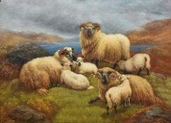 After WILLIAM WATSON (19th/20th century) British Sheep in Landscapes Oils on board Both bears
