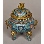 A Chinese cloisonne censor,