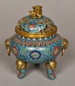 A Chinese cloisonne censor,