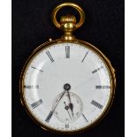 A small Leroy & Fils 18 ct gold repeating pocket watch The white enamelled dial with Roman and