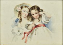 ENGLISH SCHOOL (19th century) Portrait of Sisters Watercolour 16.