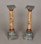 A pair of specimen marble columns Each 39.5 cm high.