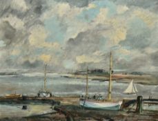 ROWLAND SUDDABY (1912-1972) British (AR) East Anglian Estuary Scene Oil on board Signed 69.