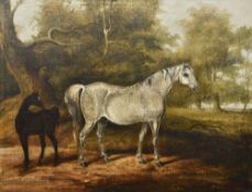 ENGLISH SCHOOL (19th century) Horse and Foal in Landscape Oil on canvas 63 x 48.
