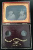 A 19th century Mascher's Improved Stereoscope ambrotype photographic portrait The gilt tooled and