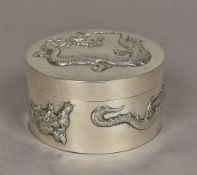 A Chinese silver box and cover, the underside marked 90,