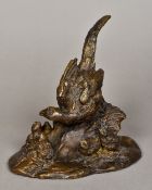 After FERDINAND PAUTROT (1832-1874) French Pheasant and Her Chicks Bronze 20 cm high