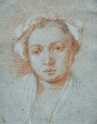 18th CENTURY SCHOOL Portrait Coloured chalk on laid paper 12.
