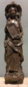 A 17th/18th century carved limewood figural carving Formed as a scantily dressed female figure