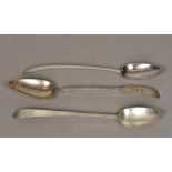 Three 19th century Irish silver basting spoons, various dates and makers Crested.