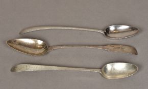 Three 19th century Irish silver basting spoons, various dates and makers Crested.