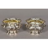 A near pair of George III silver salts, one hallmarked London 1813, maker's mark possibly of GE,