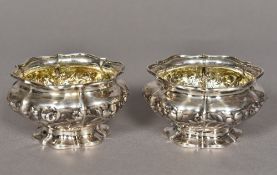 A near pair of George III silver salts, one hallmarked London 1813, maker's mark possibly of GE,