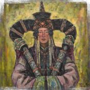 HADA (born 1971) Mongolian Wedding Day Oil on canvas Signed 100 cm square,