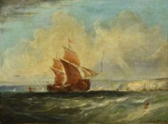 JONES (19th century) British French Sailing Vessel in Choppy Waters Off the South Coast Oil on