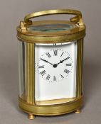 A 19th century French brass cased carriage clock Of oval form,