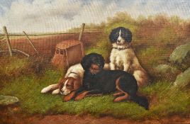 T CASSEL (19th/20th century) British Gun Dogs at Rest Oil on canvas Signed 90 x 59 cm,