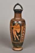A Greek antique red figured attic vase Of slender ovoid form, with loop handle,