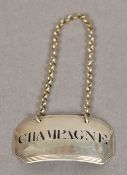 A George III silver Champagne label, hallmarked 1807,