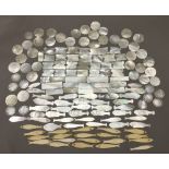 A good quantity of Chinese carved mother-of-pearl and bone game counters Various shapes and sizes,