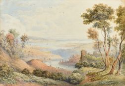 ANTHONY VAN DYKE COPLEY FIELDING (1787-1855) British A River Estuary With Castle Ruins to the
