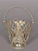 An Edward VII pierced silver basket, hallmarked Birmingham 1903, maker's mark of Elkington & Co.