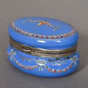 A 19th century Continental silver mounted enamel patch box The exterior decorated with trailing