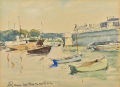RENE LE FORESTIER (1903-1972) French (AR) Harbour Scene Watercolour Signed,
