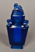 A Peking blue glass vase and cover The