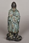 A Chinese painted carved wooden model of