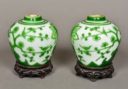 A pair of Peking cameo glass vases Each