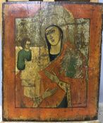 A 19th century painted icon Worked with