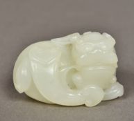 A Chinese carved jade temple lion 5.5 c