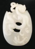 A Chinese carved jade pendant Pierced a