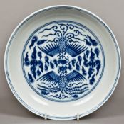 A Chinese blue and white porcelain dish