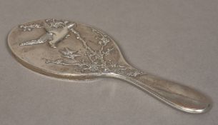 A Chinese silver cased hand mirror, hall