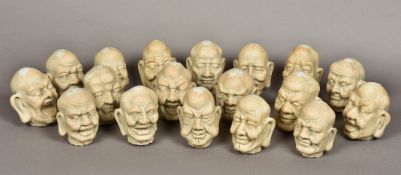 Eighteen Chinese ceramic sage heads