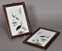 A pair of Chinese porcelain panels