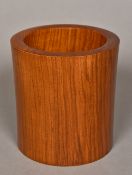 A Chinese carved hardwood brush pot Of