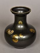 A Japanese lacquered bronze vase Of fla