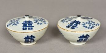 A pair of Chinese blue and white porcela