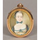 SIMON PINE (died 1772) Irish Portrait of a Young Lady Watercolour probably on ivory Signed with