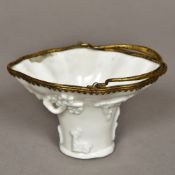 A Chinese blanc de chine libation cup, p