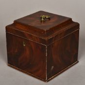 A George III mahogany tea caddy The hin