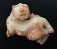 A Chinese carved russet jade temple lion