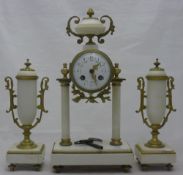 A white marble clock garniture