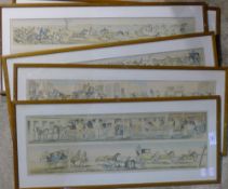 Five 19th century Coaching strip prints