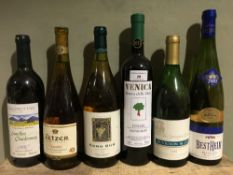 Six various bottles of White, Prospect Hill Semillon Chardonnay 1997, Fetzer Chardonnay 1998,